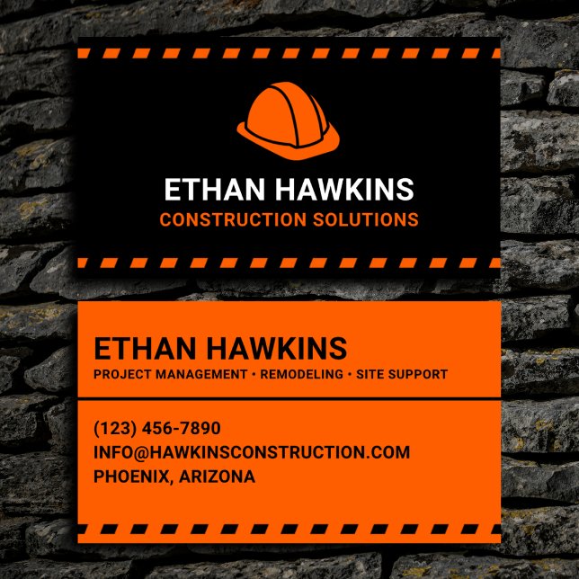 Construction Solutions Orange Hard Hat Business Card (Creator Uploaded)