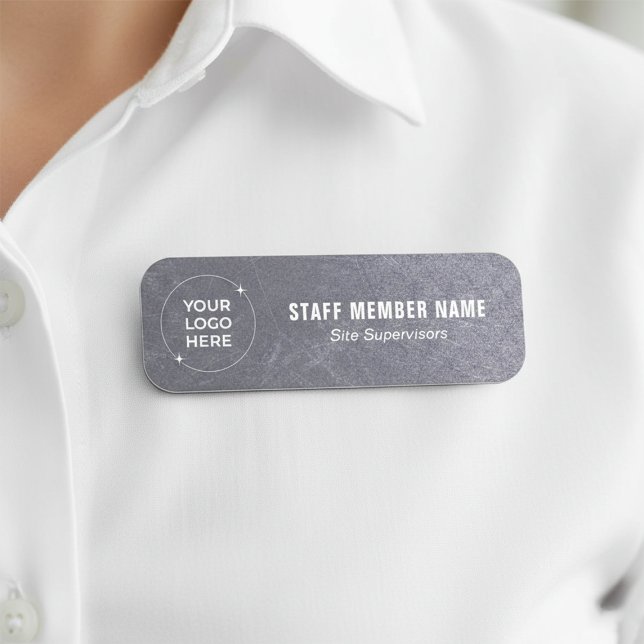 Construction Staff Name Tags | Scratched Metallic (Creator Uploaded)