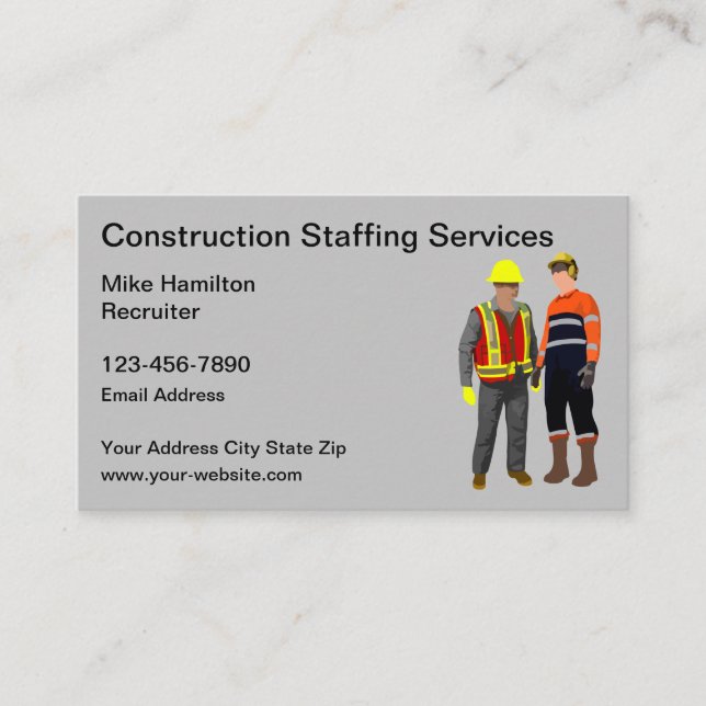 Construction Staffing And Temp Service Business Card (Front)