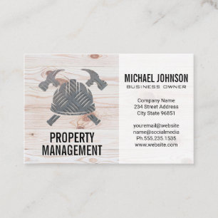 Construction Steel Logo Wood Business Card
