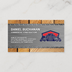 Construction   Steel Wood   Semi Trucks Business Card