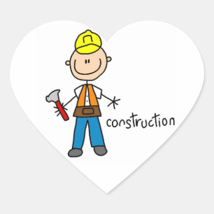 Construction Stick Figure Heart Sticker
