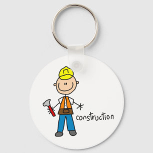 Construction Stick Figure Key Ring