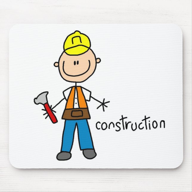 Construction Stick Figure Mouse Mat (Front)