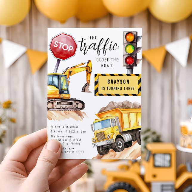 Construction Stop The traffic | Birthday Party Invitation (Creator Uploaded)
