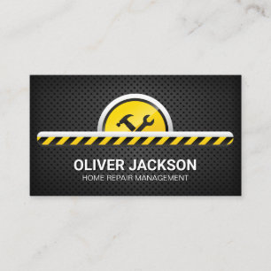 Construction Stripes   Hammer and Wrench Business Card