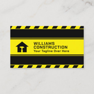 Construction tape inspired black and yellow  business card