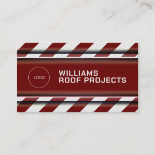 Construction tape stripes faux metallic  business card
