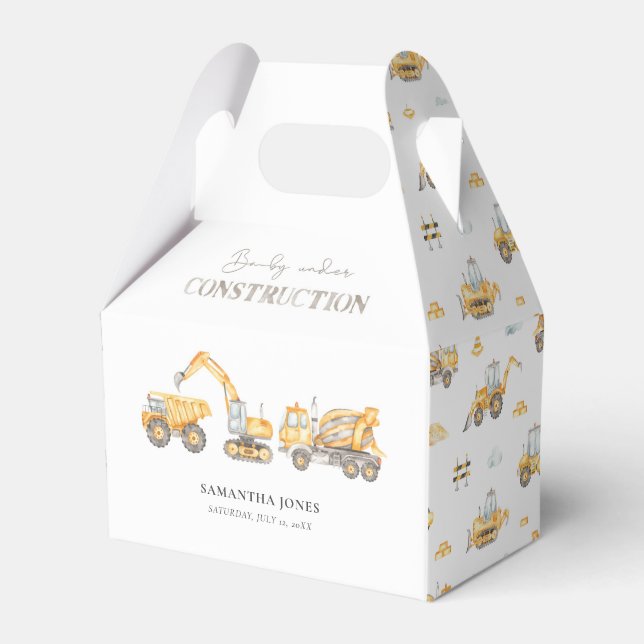 Construction Theme Baby Shower Favour Box (Front Side)