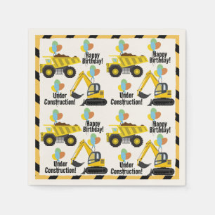 Construction Theme Birthday Paper Napkins