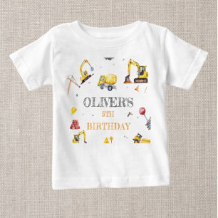 Construction Theme Boy Birthday Party Baby T-Shirt
