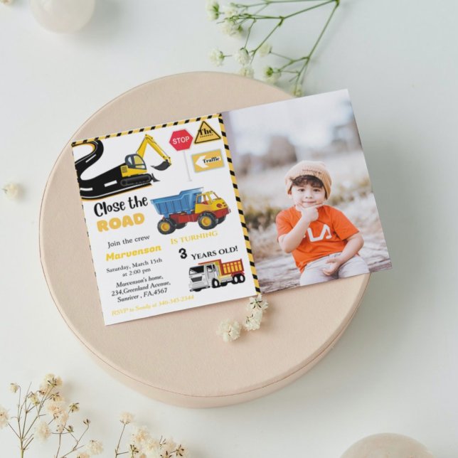 Construction Theme boy Birthday party Dump Truck I Invitation (Creator Uploaded)