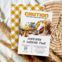 Construction Theme Digger Modern Kids Birthday