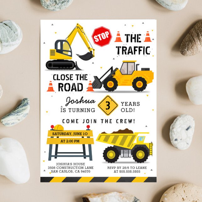 Construction Theme Dump Truck Kids Birthday Party Invitation (Creator Uploaded)