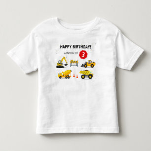 Construction Theme Dump Truck Kids Birthday Toddler T-Shirt