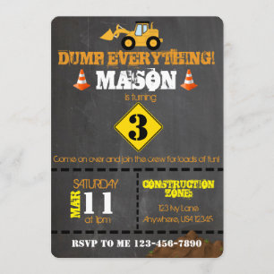 Construction themed Birthday Party Invitation