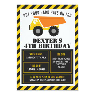 construction theme invitations announcements zazzle uk