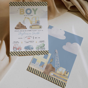 Construction Themed Boy Baby Shower  Invitation