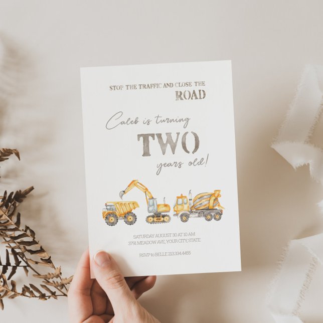 Construction Themed Second Birthday Invitation (Creator Uploaded)