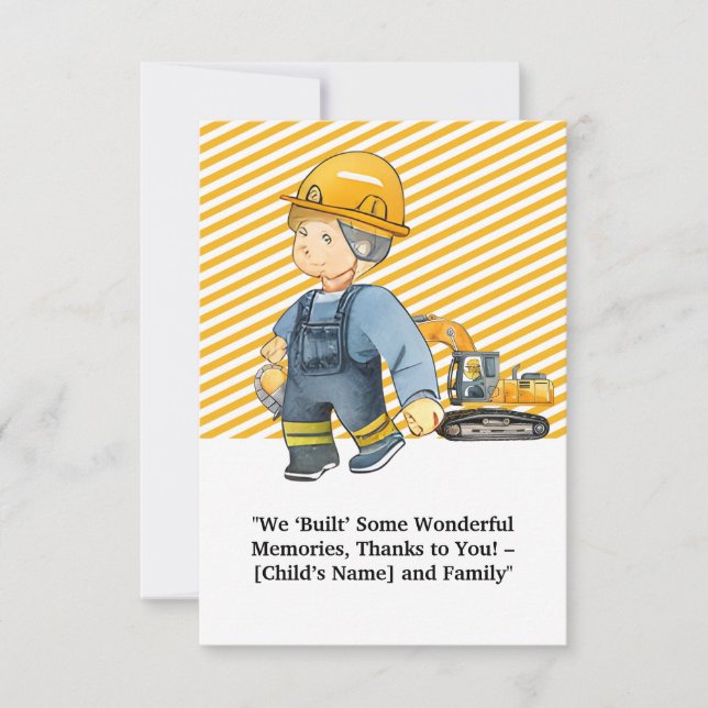 "Construction-Themed Thank You Card – Appreciate  (Front)