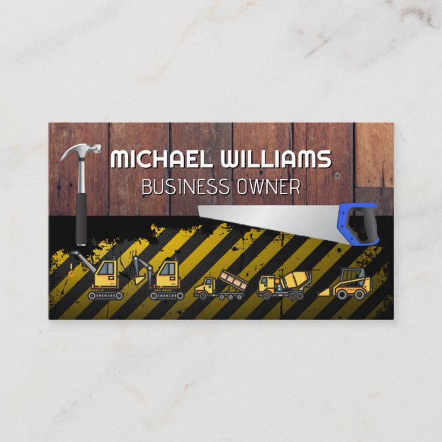Construction Tools and Vehicles Business Card (Front)