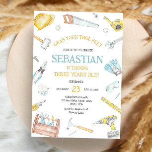 Construction Tools Birthday Invitation