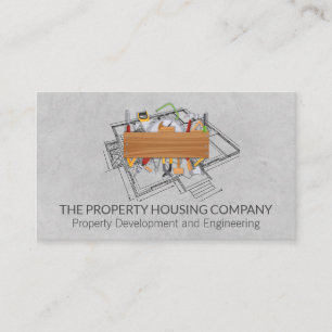Construction Tools   Blueprint Business Card