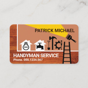 Construction Tools Border On Timber Business Card
