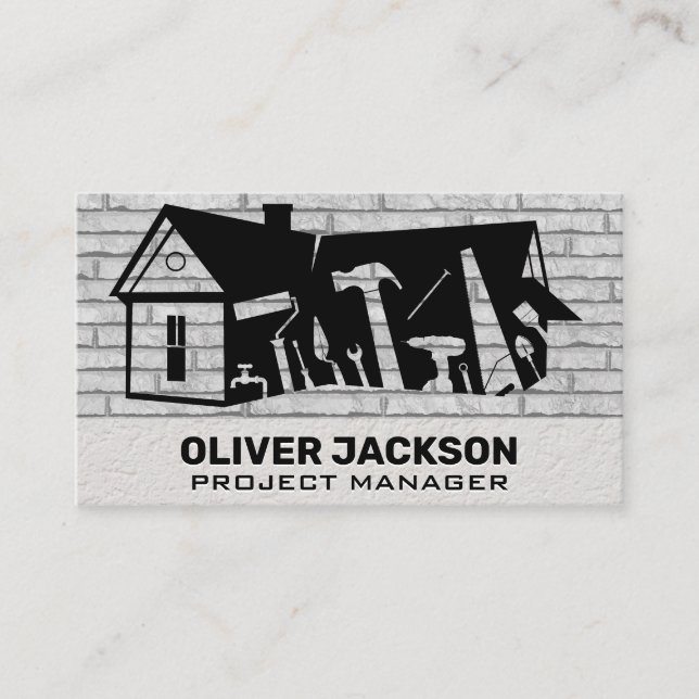 Construction Tools | Brick Wall | Builder Business Card (Front)