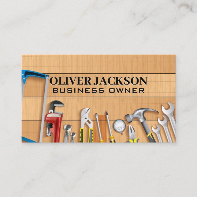 Construction Tools Carpentry | Builder Tools Business Card (Front)