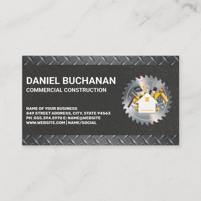 Construction Tools | Circular Saw | Steel Business Card (Front)