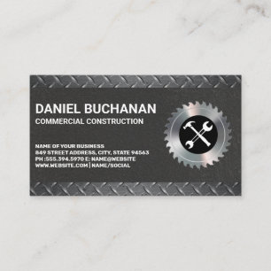 Construction Tools   Diamond Plated Steel Business Card