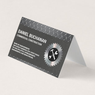 Construction Tools   Diamond Plated Steel Business Card