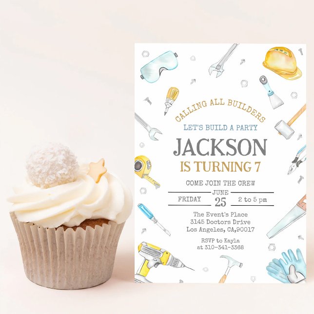 Construction Tools Dump Trucks 5th Birthday Invitation (Creator Uploaded)