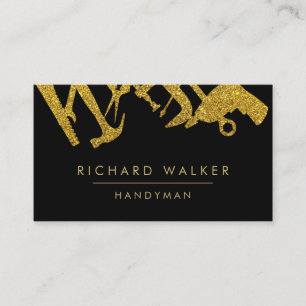 Construction Tools Handyman Gold Black Business Card
