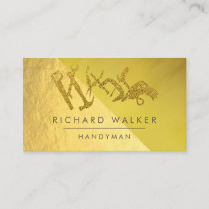 Construction Tools Handyman Gold Glitter Black  Business Card