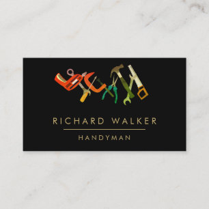 Construction Tools Handyman Red Black Carpenter Business Card
