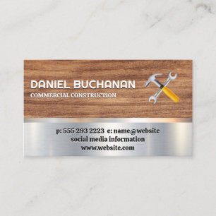 Construction Tools Metal Wood Business Card