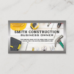 Construction Tools on Table Business Card