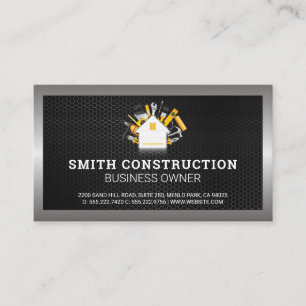 Construction Tools   Real Estate   Black Metal Business Card