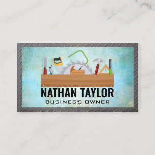 Construction Tools   Steel Border Business Card