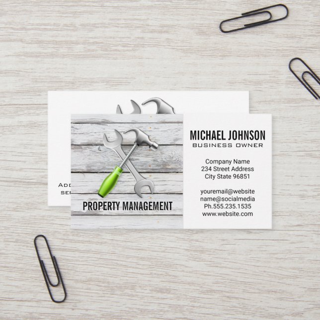 Construction Tools Supplies | Hardware Carpentry Business Card (Front/Back In Situ)