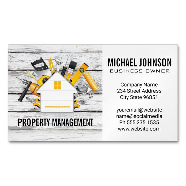 Construction Tools Supplies Magnetic Business Card (Front)