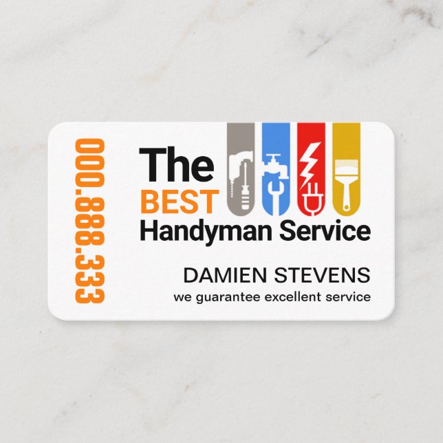 Construction Tools Tab Home Repairs Business Card (Front)