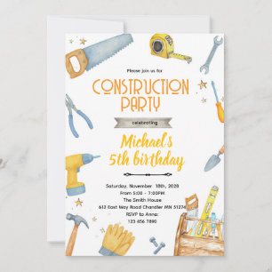 Construction Tools theme invitation