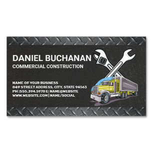 Construction Tools   Work Truck Magnetic Business Card
