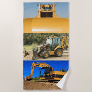 Construction Tractors Beach Towel
