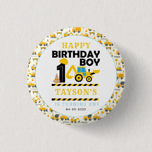 Construction Truck 1st Birthday   Kids Party 3 Cm Round Badge