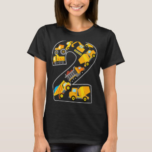 Construction Truck 2nd Birthday 2 Years Old Digger T-Shirt
