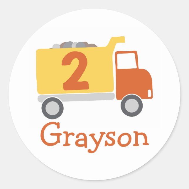 Construction Truck 2nd Birthday Party Stickers (Front)